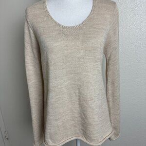 NOVICA  Alpaca Blend Sweater Beige Crew Neck Size M